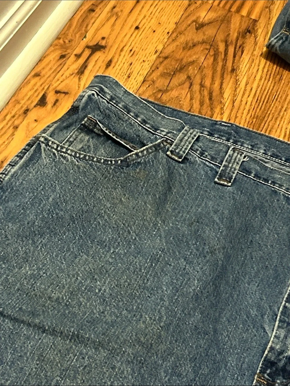 Wrangler Men’s Carpenter Denim Shorts 48 Waist Blue Jean Utility Work Shorts - Picture 5 of 5